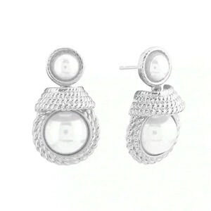 14K White Gold & Pearl Princess Earrings